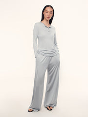 Pearl silk henley top