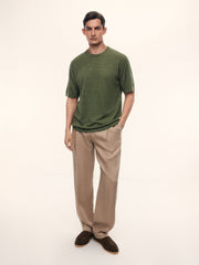 Merino-linen knit T-shirt