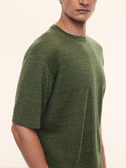 Merino-linen knit T-shirt