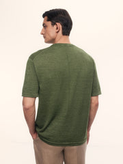 Merino-linen knit T-shirt