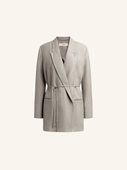 Belted linen blazer