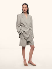 Belted linen blazer