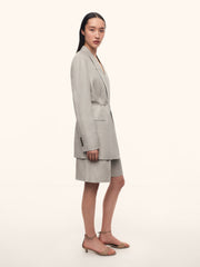 Belted linen blazer