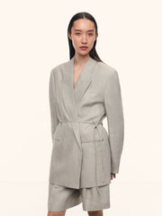 Belted linen blazer