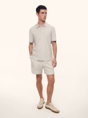 Textured cotton polo T-shirt