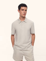Textured cotton polo T-shirt