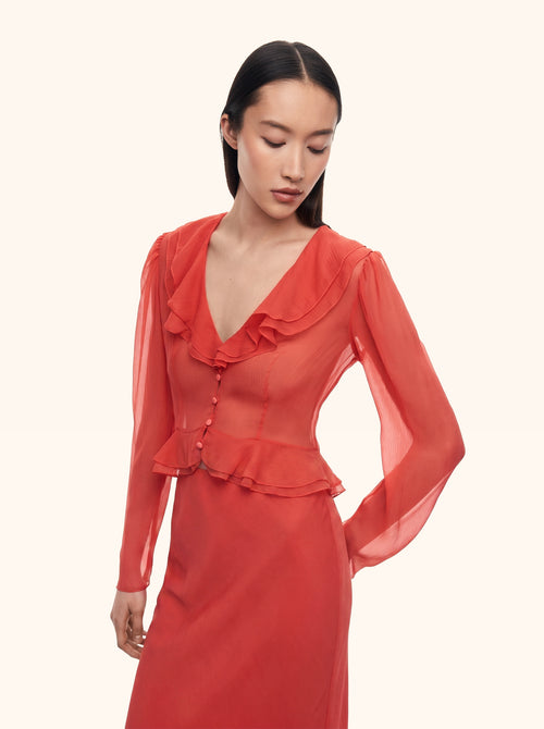 Baroque silk chiffon blouse