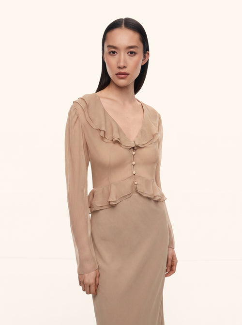 Baroque silk chiffon blouse