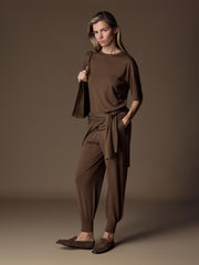 Camelia merino-silk trousers