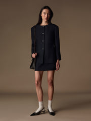 Catroux merino-silk skirt