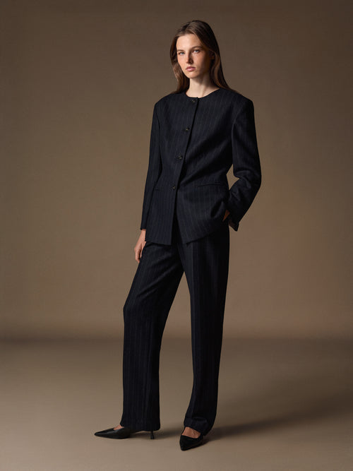 Catroux merino-silk trousers
